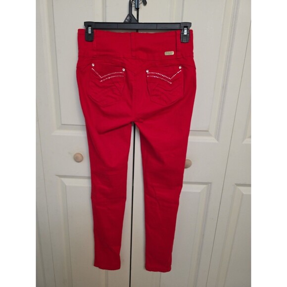 Silver Diva Colombian Butt Lift Push Up Red Skinny Jeans Size 9 High Waist Stret - Picture 2 of 9